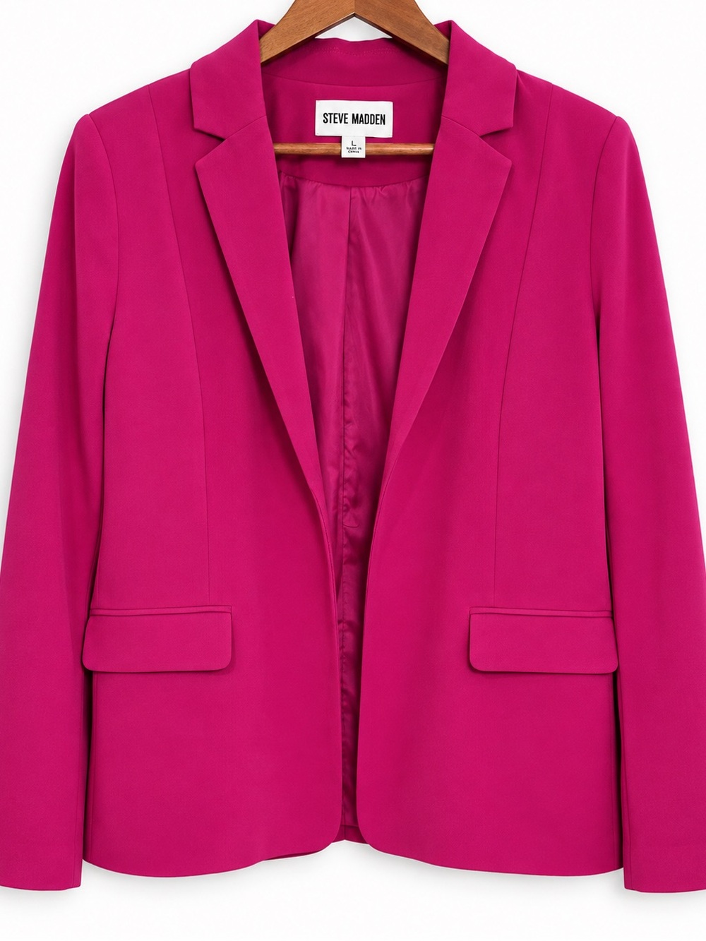Steve Madden Magenta Pink Blazer Jacket Women's L Long Sleeve
